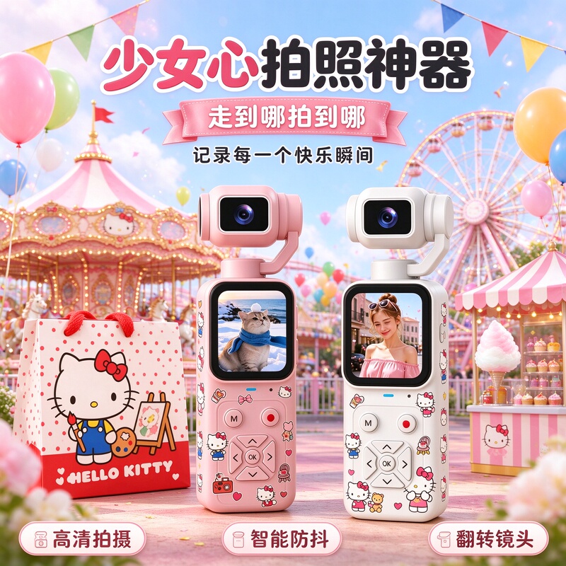 High-Definition Handheld Gimbal Camera, Portable Student Party Vlog Shooting, Small All-In-One Camera, Holiday Gift for Girls