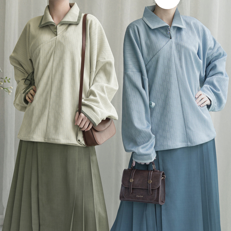 Ming-Style Small Lapel Top, Ming Dynasty Girl's Spring and Autumn Hanfu Base Shirt, Fashionable Retro Workwear