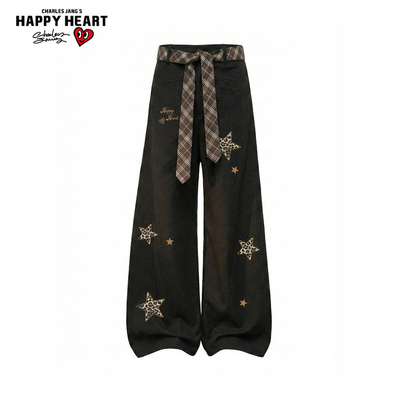 Charles Heart-Shaped American-Style Leopard Print Star Cleanfit Scimitar Pants Men's New Autumn Loose Wide-Leg Casual Pants Charles Heart-Shaped American-Style Leopard Print Star Cleanfit Scimitar Pants Men's New Autumn Loose Wide-Leg Casual Pants
