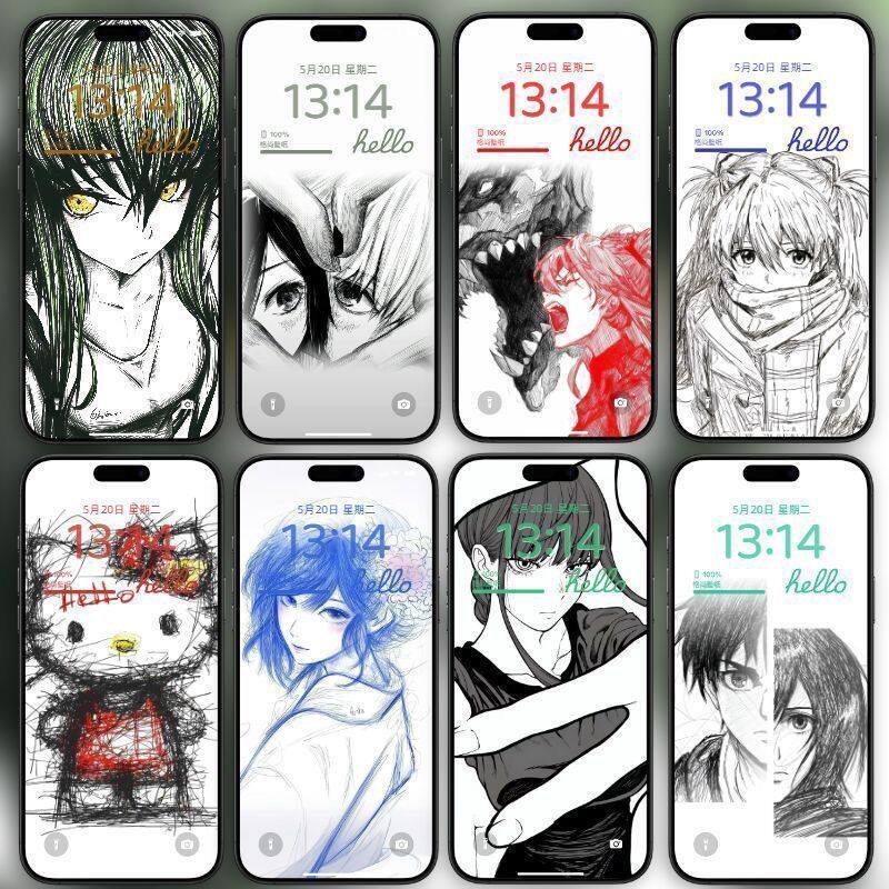 ภาพศิลปะลายเส้นขาวดำ 300 แบบ วอลเปเปอร์สามมิติแบบไดนามิกสำหรับ Apple และ Android วอลเปเปอร์ภาพนิ่งความละเอียดสูง