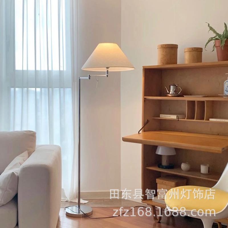 New Korean Nordic style bedroom bedside study swingable fabric girly decorative floor lamp with personality