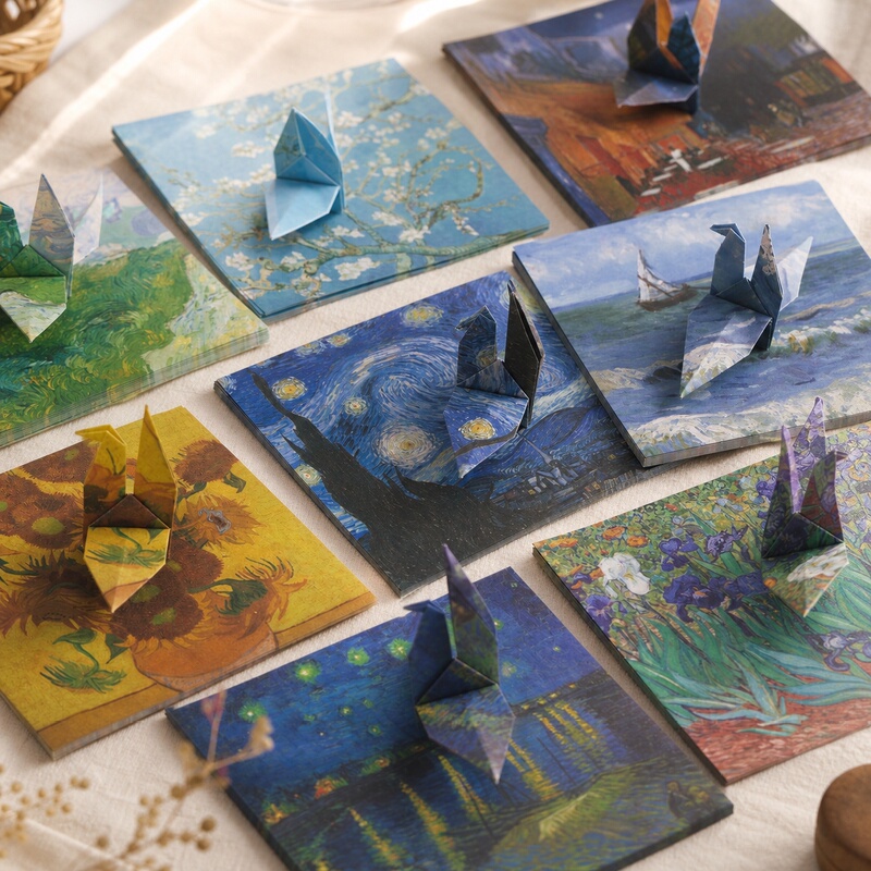 Van Gogh's Famous Paintings Multi-Purpose Origami Paper for Folding Paper Cranes, World-Famous Painting Series, Artistic Style Square Material Paper