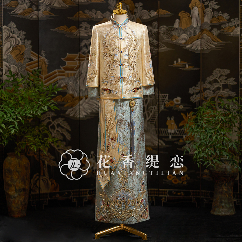 Men's Xiuhe Suit Champagne Color Wedding Attire 2026 New Chinese Style Wedding Groom's Wedding Attire for Picking up the Bride, Toasting Attire, Plus Size Men's Xiuhe Suit Champagne Color Wedding Attire 2026 New Chinese Style Wedding Groom's Wedding Attire for Picking up the Bride, Toasting Attire, Plus Size
