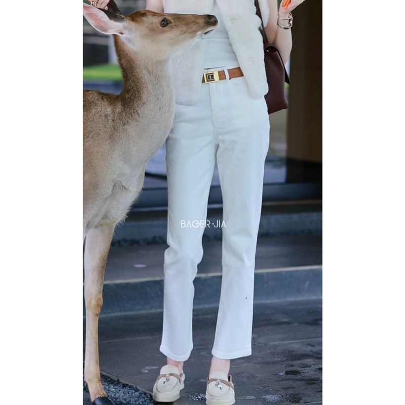 All Things Match: Bao'Er Home Bc157626308 Comfortable Retro Slightly Stretchy Straight-Leg Cuffed White Cotton Hanfu Pants