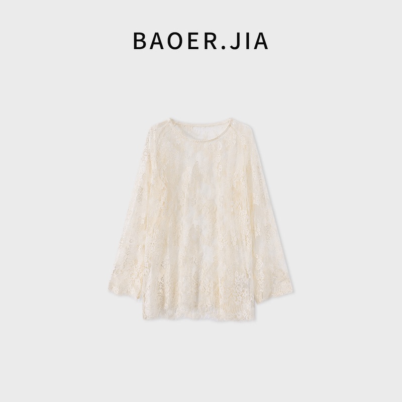 Lace Flower Baoer Jia Bb41226307 Early Autumn New Chinese Style Lace Three-Dimensional Embossed Top