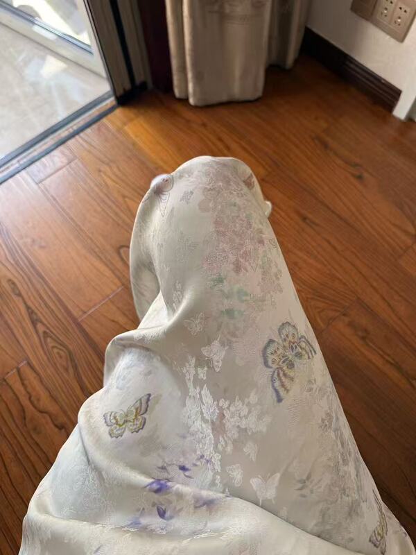 (White Moonlight) 33mm Jacquard Fabric High-End New Chinese Style Cassava Silk Clothing Fabric Jacquard Fabric Remnants Summer Fabric