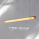 Spanish Natural Marble Restaurant Chandelier, All-Copper Italian Light Luxury Dining Table Island Tea Room Linear Study Lamp
