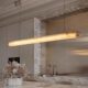 Spanish Natural Marble Restaurant Chandelier, All-Copper Italian Light Luxury Dining Table Island Tea Room Linear Study Lamp