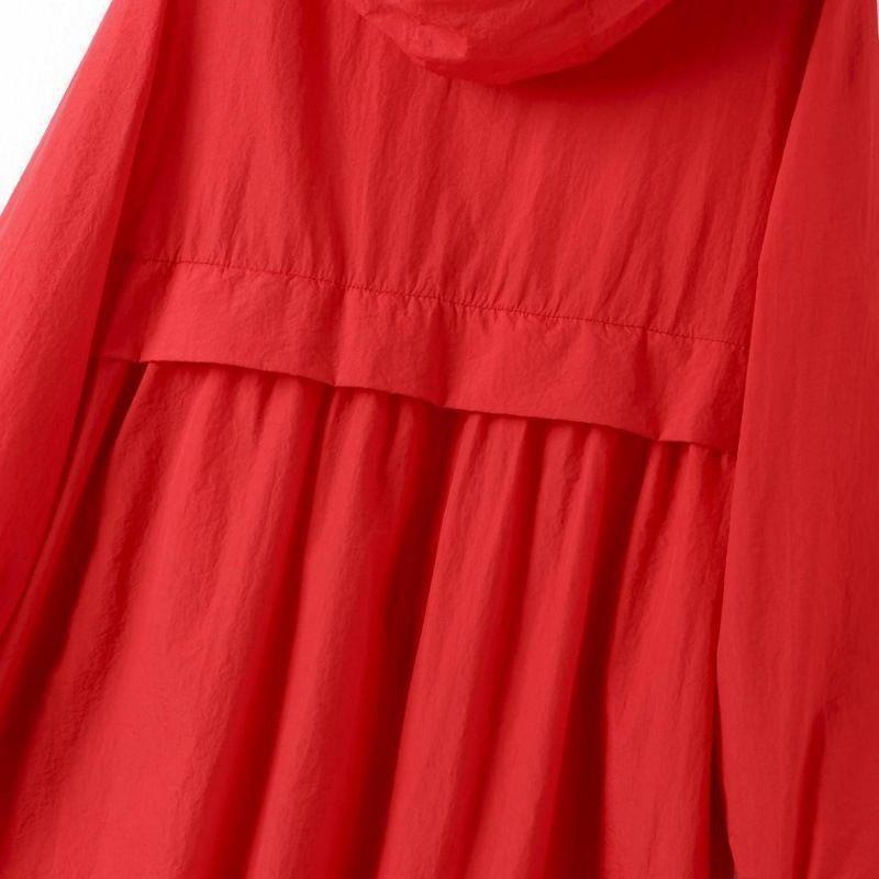 Casual Mid-Length Elegant Red Trench Coat Jacket for Summer, Large Size, Fashionable, Thin, Hooded, Breathable, Versatile for Outerwear Casual Mid-Length Elegant Red Trench Coat Jacket for Summer, Large Size, Fashionable, Thin, Hooded, Breathable, Versatile for Outerwear