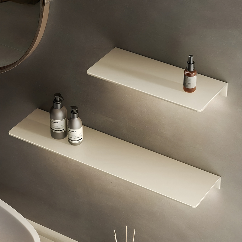 German Cream White Bathroom Storage Extra-Thick 304 Stainless Steel High-End Perforated/No-Perforation Bathroom Shelf German Cream White Bathroom Storage Extra-Thick 304 Stainless Steel High-End Perforated/No-Perforation Bathroom Shelf