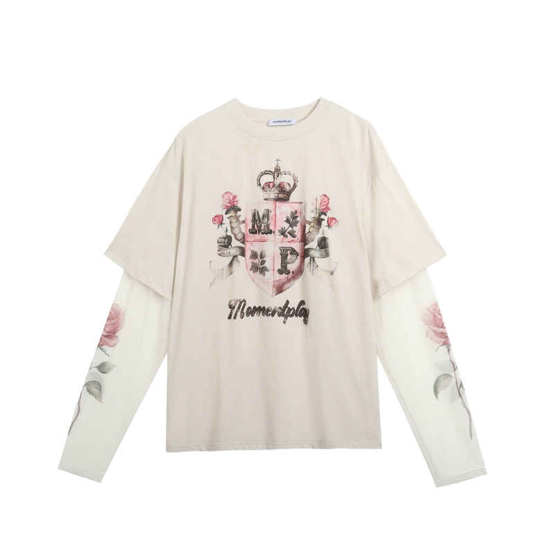 Momentplay 2026 Early Spring Romantic Knight Fake Two-Piece T-Shirt Vmoe Collection Store