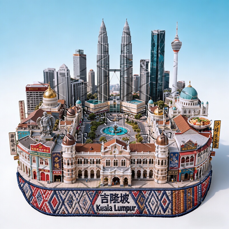 Malaysia Metal Fridge Magnets Popular Tourist City Kuala Lumpur Landmark Attractions 3D Relief Souvenirs