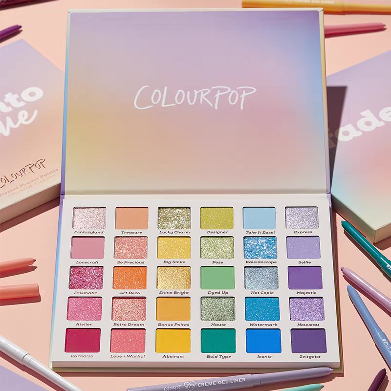 Colourpop Thirty-Color Eyeshadow Palette Rainbow Palette Fade into Hue High Saturation Colorful