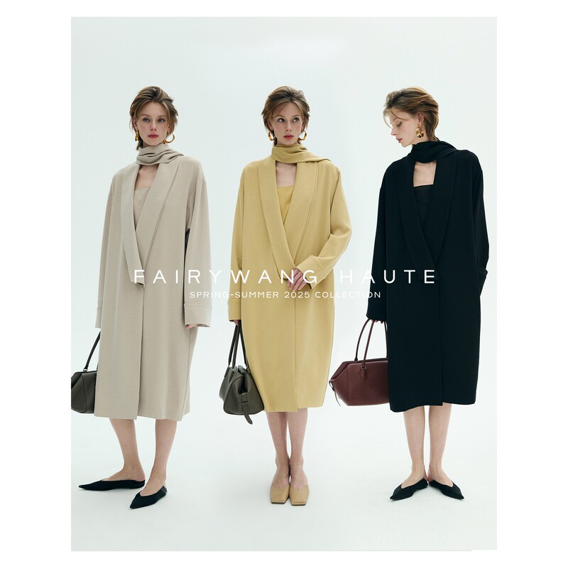 Fairy Wang 50% off Japanese Imported High-Weight Triacetate Spring and Summer Vintage Shawl Trench Coat Dress Fairy Wang 50% off Japanese Imported High-Weight Triacetate Spring and Summer Vintage Shawl Trench Coat Dress
