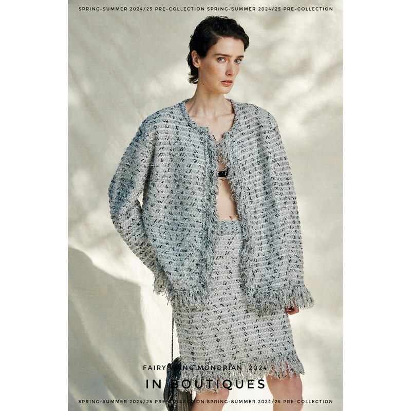 Fairy Wang 80% off Italian Imported Chinese-Style Evening Snow Sequin Tassel Knitted Chanel-Style Suit