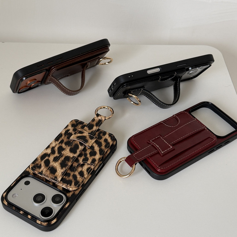 Leopard Print Phone Case with Wrist Strap and Card Holder for iPhone 17 Pro Max, Leather Stand Case for iPhone 16 Pro, Side Card Slot for Id and Access Cards, Trendy for iPhone 15 Pro, 14, 13, Unisex Leopard Print Phone Case with Wrist Strap and Card Holder for iPhone 17 Pro Max, Leather Stand Case for iPhone 16 Pro, Side Card Slot for Id and Access Cards, Trendy for iPhone 15 Pro, 14, 13, Unisex