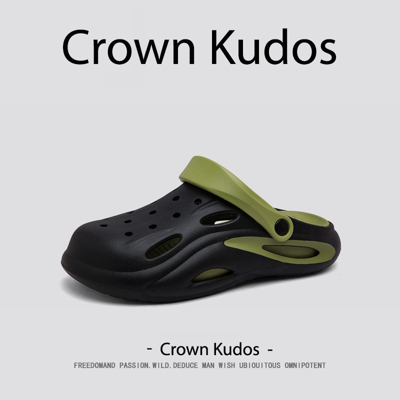 Official Website C&K official store Croc-Style Shoes for Men, Summer Outdoor Non-Slip Sports Closed-Toe Slippers, Dual-Purpose Beach Sandals