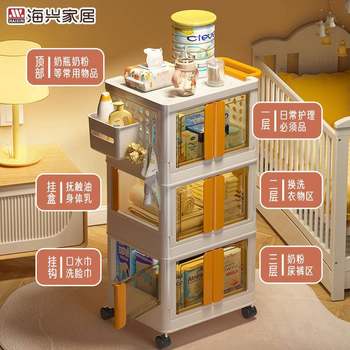 Baby supplies trolley storage rack bedroom bedside storage rack one-stop baby feeding table storage
