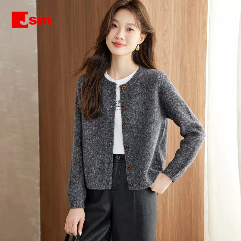 [French-Style Quiet Luxury] Retro Floral Yarn Knitted Cardigan for Women 2026 New Autumn Short Woolen Sweater Jacket
