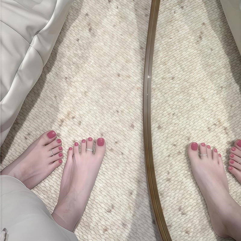 Summer Handmade Peach Pink Toenail Nail Tips in the Same Style as Erika Enozaka, 2026 New Model with a High-End Feel