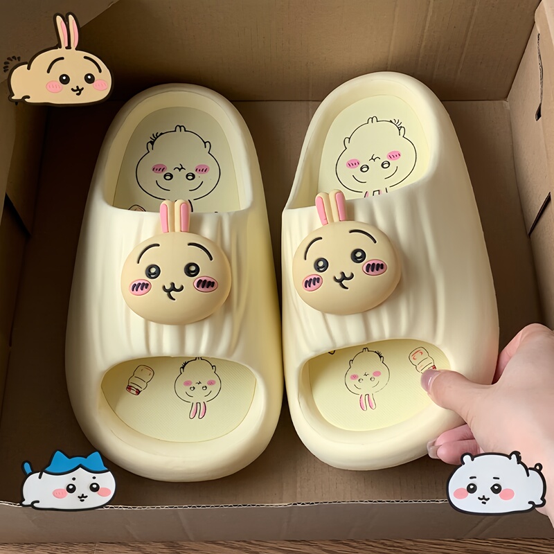 Chiikawa Usagi Slippers for Women, Summer Outdoor Wear, soft sole Girly Soft-Soled Home Non-Slip Indoor Slippers