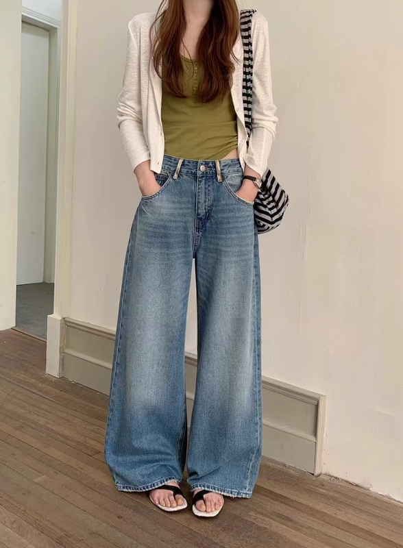 Dr 60 Women's Jeans Summer Blue Non-Stretch Camouflage Patchwork Wide-Leg Pants 805 Dr 60 Women's Jeans Summer Blue Non-Stretch Camouflage Patchwork Wide-Leg Pants 805
