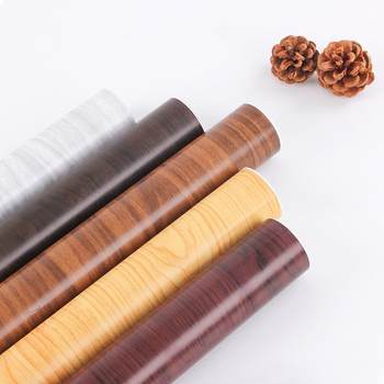 Imitation wood pvc self-adhesive wallpaper dormitory instant sticker wallpaper home old house renovation wood grain sofa film and television wall wallpaper
