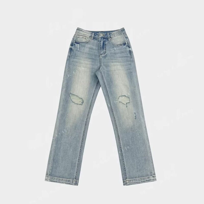 Museguhui/Wooden Color Guhui 79906 # Women's Jeans Designer Ripped Spring and Summer Fashion Cigarette Jeans