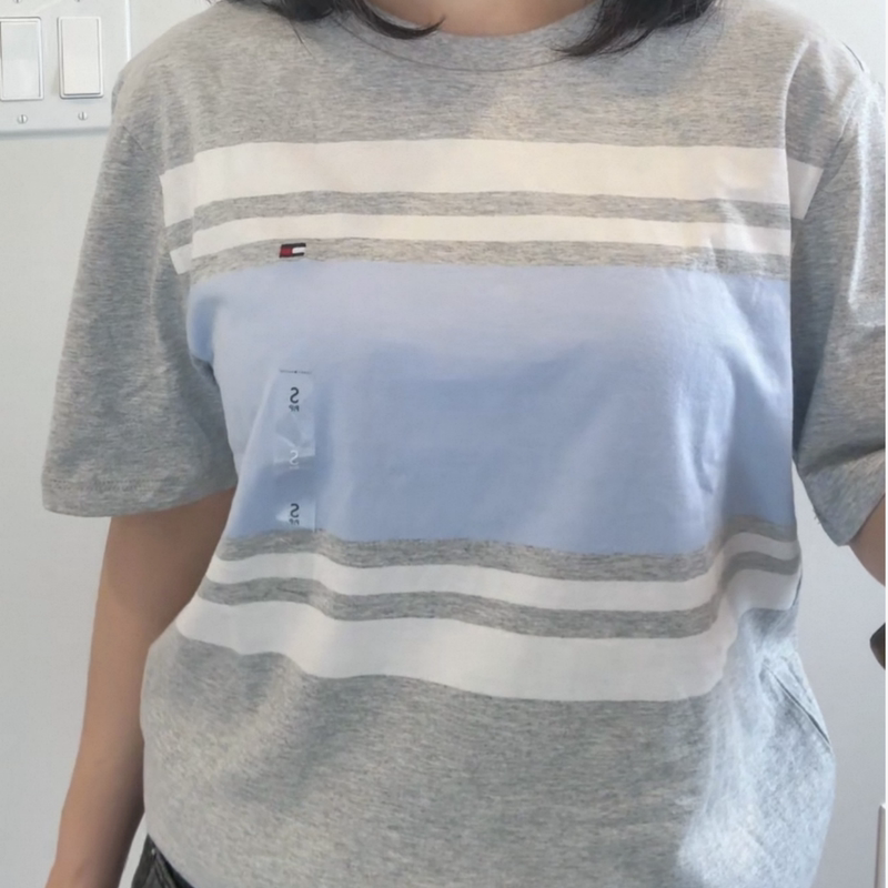 Yanye Canada Direct Mail Exclusive Tommy Summer Pure Cotton Striped Round Neck Short-Sleeve T-Shirt