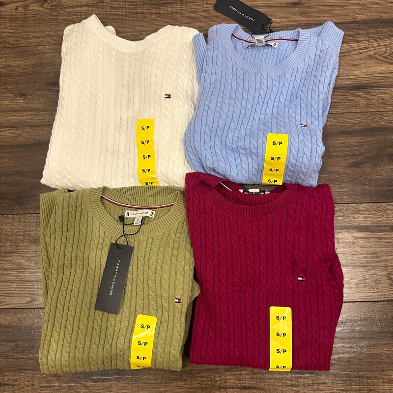 Yan'Er Canada Direct Mail Supermarket Version Tommy Women's Cable Knit Cotton Short Sleeve Fine Knit Sweater No Returns/Exchanges