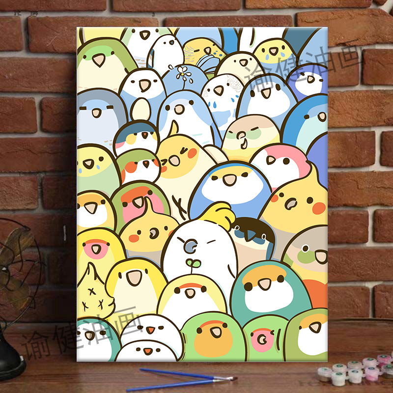 Cartoon Jenga DIY Digital Painting 0 Basic Skills Stress Relief Hand-Painted Coloring Living Room Bedroom Decorative Painting