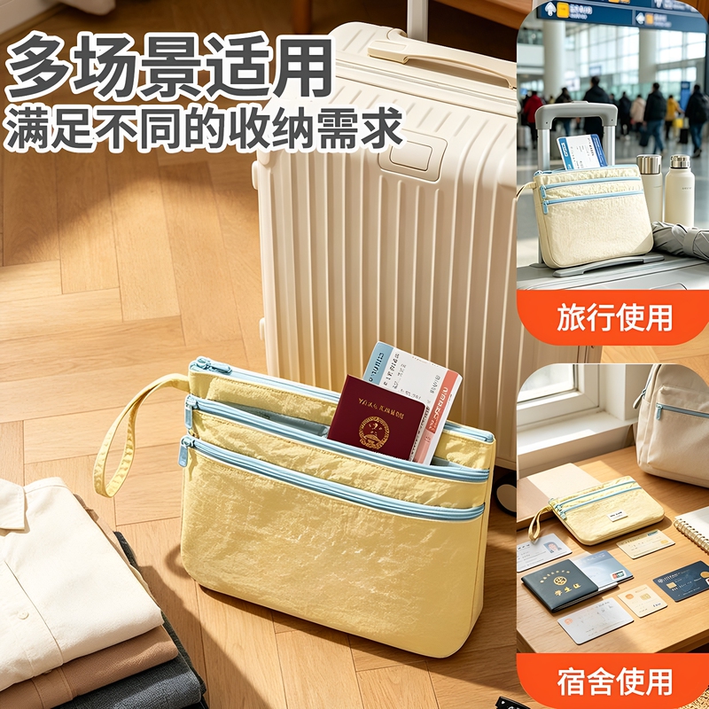 Taslan Three-Layer Zipper Phone Bag, Large Capacity, Multi-Compartment Clutch Bag, Id Key, Power Bank, Long Wallet
