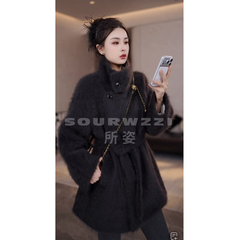 Suozi's new winter casual luxury cashmere wool brushed women's coat sz-25313
