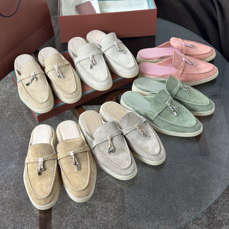 Lp Loafers, Half-Slip on Women's Genuine Leather Slip-On Shoes, Flat Shoes, British Style Small Leather Shoes, Closed-Toe Mules Lp Loafers, Half-Slip on Women's Genuine Leather Slip-On Shoes, Flat Shoes, British Style Small Leather Shoes, Closed-Toe Mules