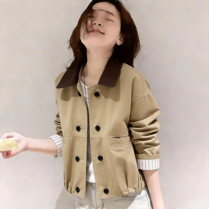 High-End Double-Breasted Short Trench Coat for Women, 2026 Autumn New Fashion, Petite Stylish Barn-Style Workwear Jacket High-End Double-Breasted Short Trench Coat for Women, 2026 Autumn New Fashion, Petite Stylish Barn-Style Workwear Jacket