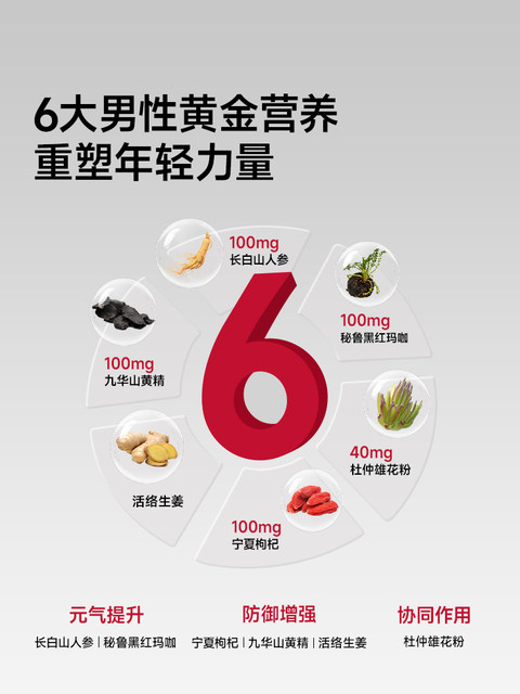 Foyes Ginseng Maca Tablets Huangjing Goji Berry Boosts Male Energy and Testosterone Official Flagship Store