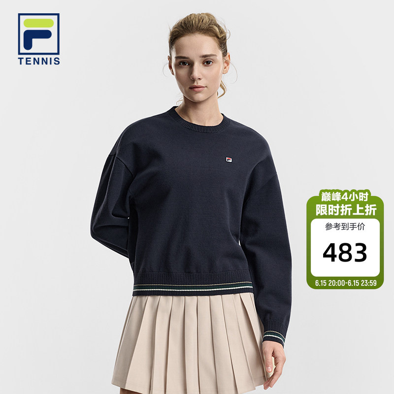 Fila Tennis Series Women's Knitted Sweater 2026 Spring New Sports Simple Comfortable Pullover Sweater