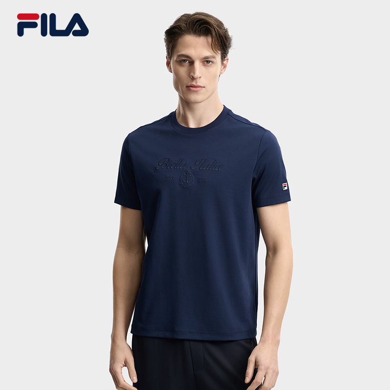 Fila Knitted T-Shirt | Fila Short Sleeve T-Shirt 26 Summer New Men's Casual Versatile Round Neck Comfortable Top