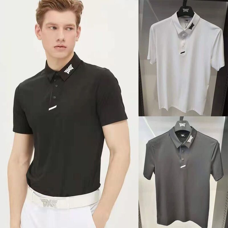 Pxg Golf Clothing Short-Sleeved Polo Shirt Men's Summer Lapel Sports Breathable Quick-Drying Golf Elastic Top Pxg Golf Clothing Short-Sleeved Polo Shirt Men's Summer Lapel Sports Breathable Quick-Drying Golf Elastic Top