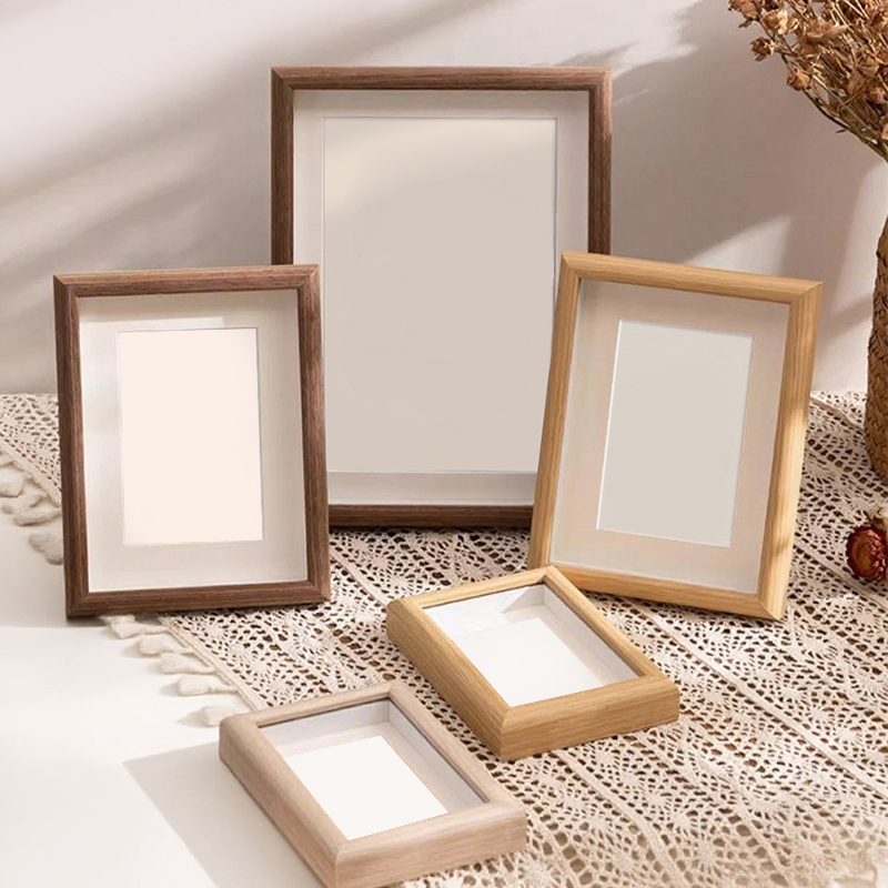 Glass Three-Dimensional Hollow Wooden Photo Frame Empty Frame Display Stand Factory Wholesale 6inch 7inch 8inch A4 Photo Wall Frame