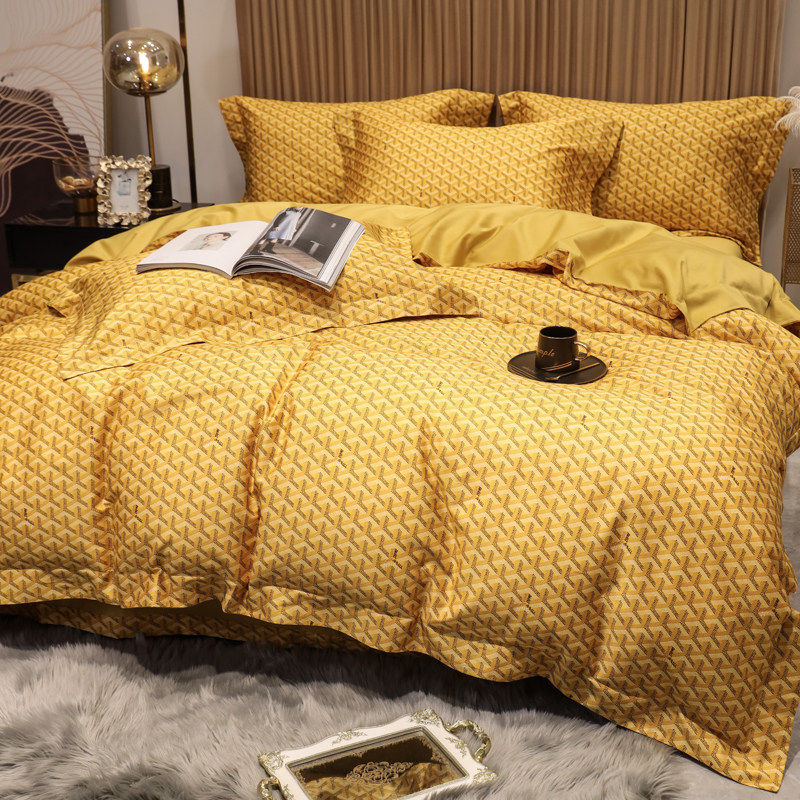 American light luxury 80 long-staple cotton four-piece set simple cotton pure cotton soft bed sheet quilt cover 1 8m bedding