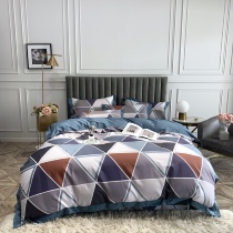 British simple plaid cotton four-piece set 60 long staple cotton cotton cotton light luxury American bedding sheets quilt cover