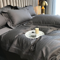 Modern light extravagant 100 full cotton jacquard four pieces all season style pure cotton pure color bed cover 1 8 bed bedding