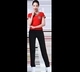 Yang Liping Chunying Square Dance Trang phục nữ mùa xuân hè ngắn tay áo đỏ quần trắng Cotton nhảy tập thể dục - Khiêu vũ / Thể dục nhịp điệu / Thể dục dụng cụ