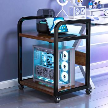 Computer host stand desktop chassis bracket floor-standing multi-layer removable pulley computer base storage rack