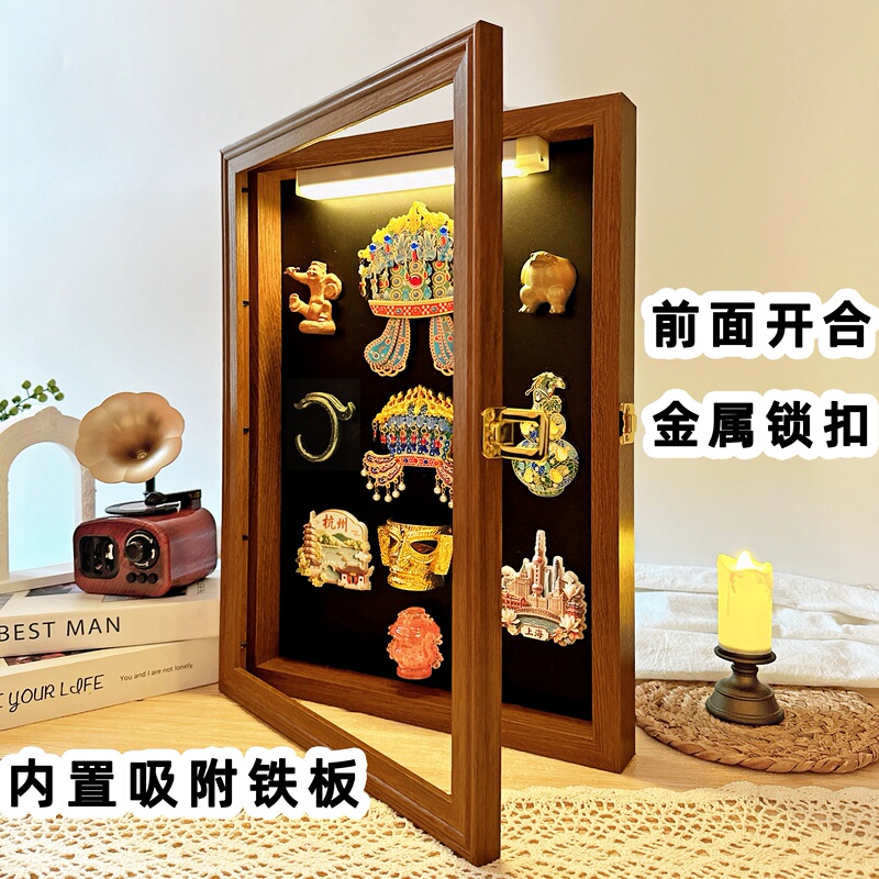 Magnetic Refrigerator Magnets with Light, Magnetic Absorption Display Frame, Museum Cultural and Creative Flip-Top Large-Size Display Board Frame Magnets