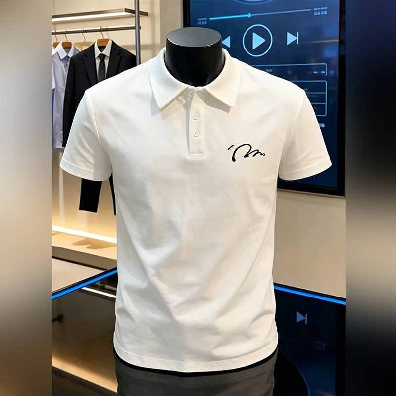 High-End Pique Cotton Printed Short-Sleeved Polo Shirt for Men 2026 Summer New Style High-End Thin Casual Lapel T-Shirt