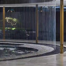Декорации водные 拉线水帘水幕雨帘水幕帘拉丝水帘流水景观瀑布水幕墙数字水帘光纤 No brand