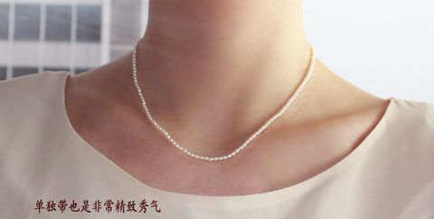Vòng cổ ngọc trai 2-3mm Hạt kê nước ngọt tự nhiên Vòng đeo tay nhiều lớp đơn giản 925 Sterling Silver Điều chỉnh - Vòng đeo tay Clasp vòng cổ vàng tây nữ