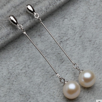 Classic elegant natural pearl stud earrings long earrings 925 sterling silver earrings natural pearl powder earrings for women